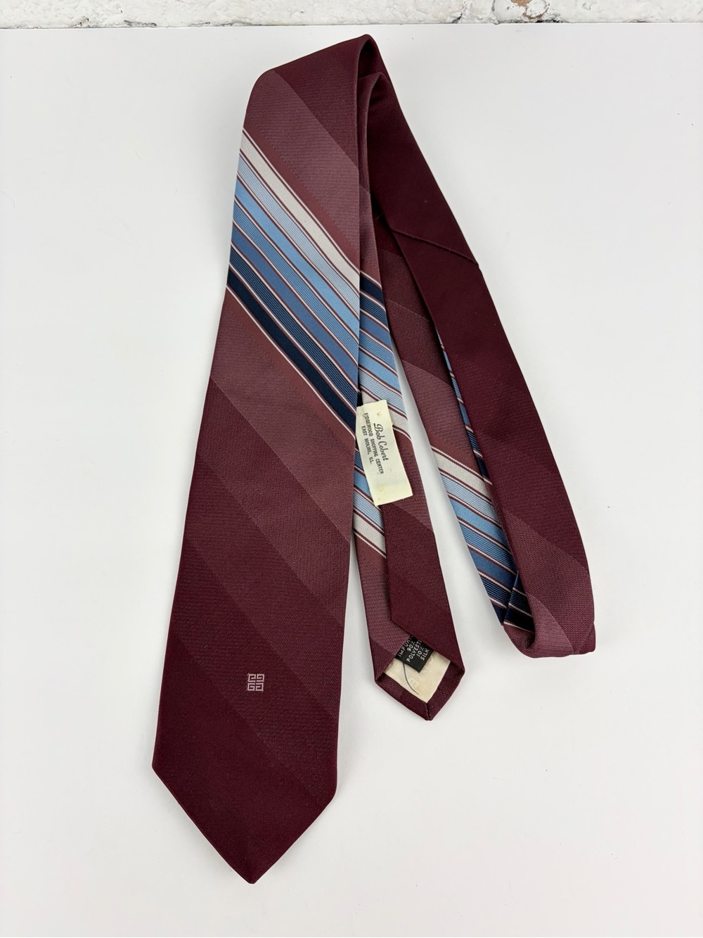 Givenchy Monsieur Maroon Red Blue Silk Blend Neck Tie